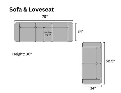 S305 Graphite Sofa and Loveseat