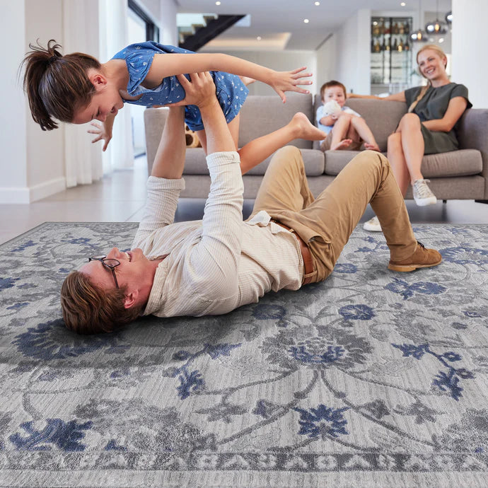 Marfi Blue & Silver Area Rug