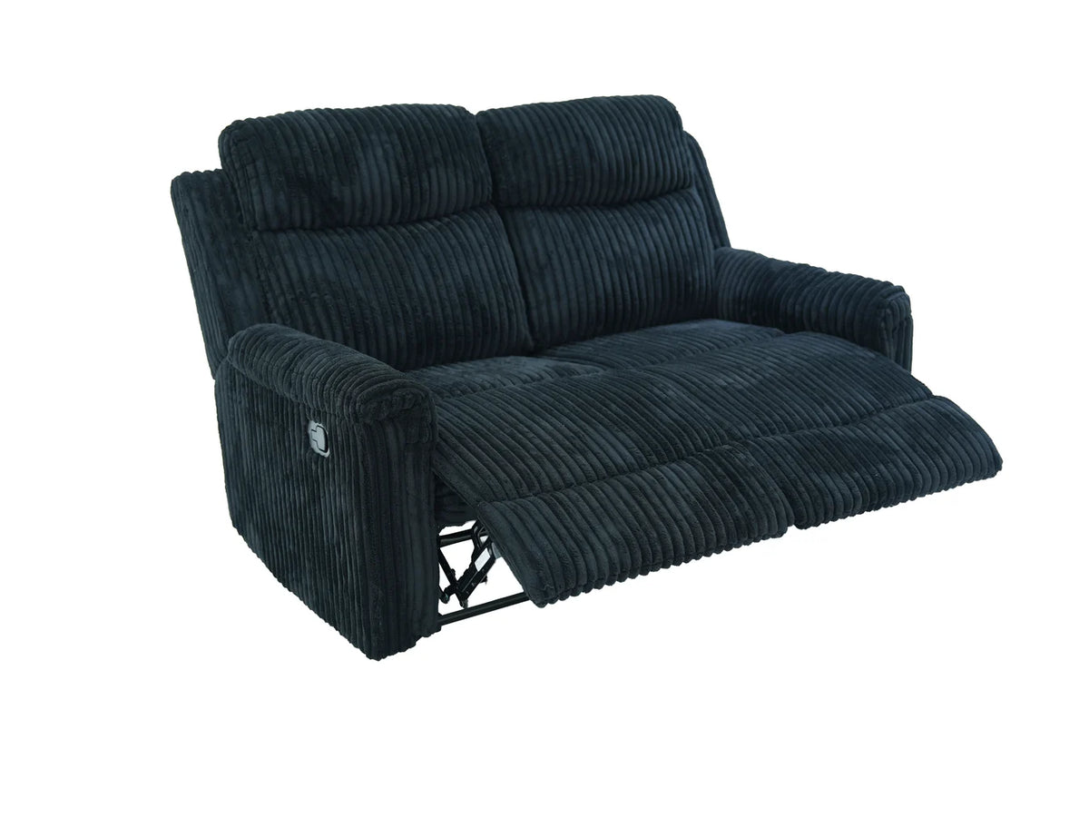 Grace 3-Piece Black Corduroy Reclining Living Room Set