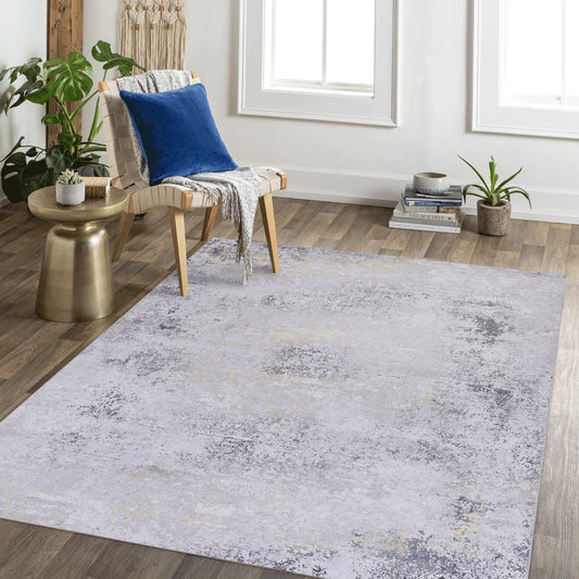 Maval Gray & Gold Washable Area Rug