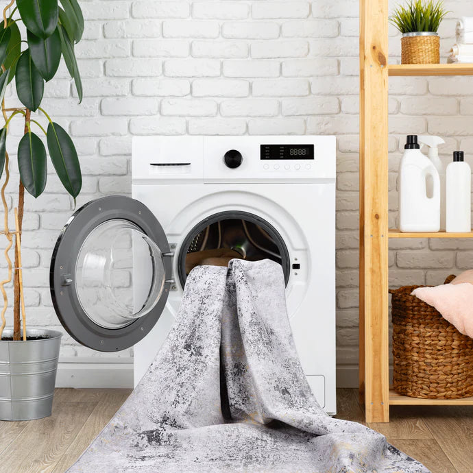 Maval Gray & Gold Washable Area Rug