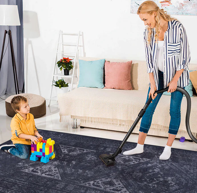 Maval Black & Gray Washable Area Rug