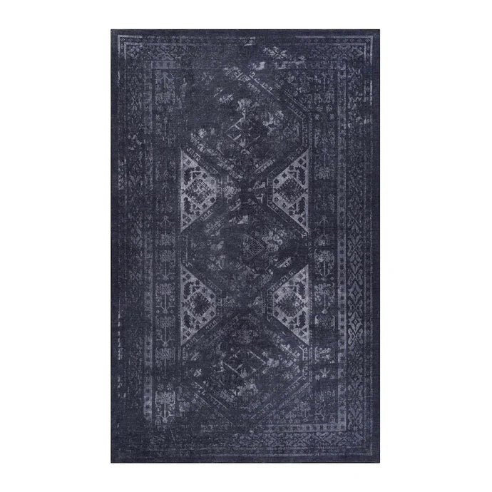 Maval Black & Gray Washable Area Rug