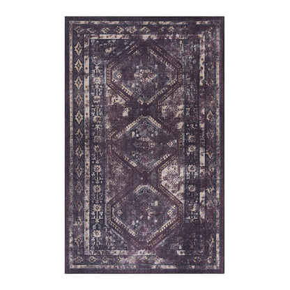 Maval Burgundy & Black Washable Area Rug