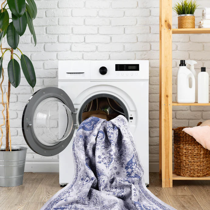 Maval Blue Washable Area Rug