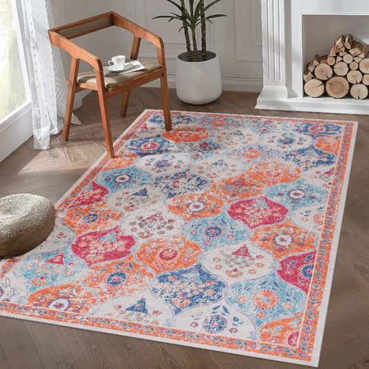 Maval Cream Washable Area Rug