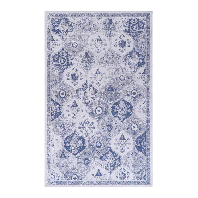 Maval Blue Washable Area Rug