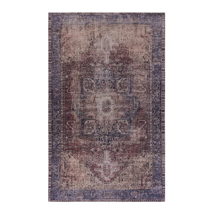 Maval Burgundy & Blue Washable Area Rug