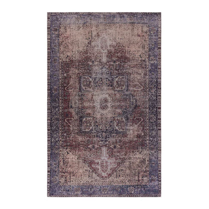 Maval Burgundy & Blue Washable Area Rug