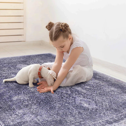 Maval Anthracite Washable Area Rug