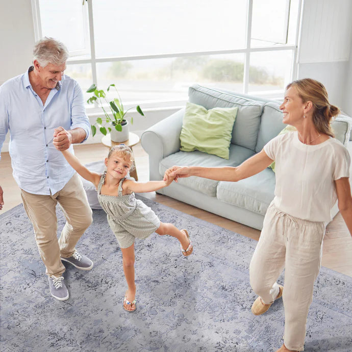 Maval Blue & Cream Washable Area Rug