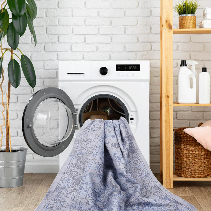Maval Blue & Cream Washable Area Rug