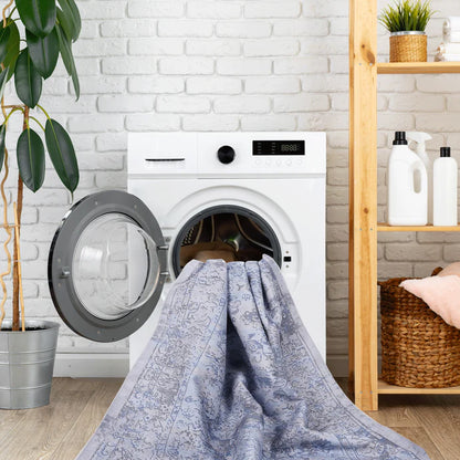Maval Blue & Cream Washable Area Rug