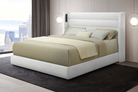 Hero White Platform Bed (w/ Bluetooth Speakers)