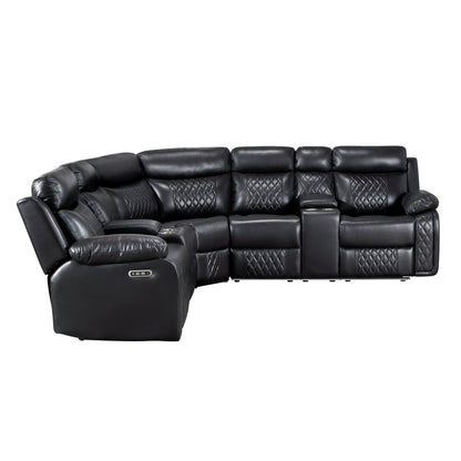 Cipher Collection 3-Piece Power Reclining Sectional in Black | LED, Bluetooth & Charging