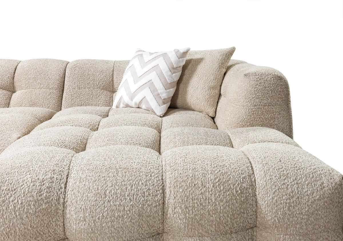 Ivy 110-Inch Tufted Bouclé Sectional | Sand | RAF