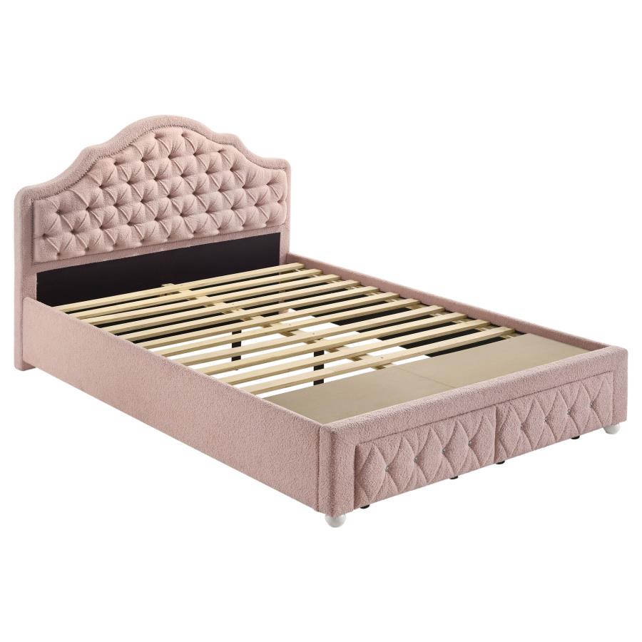 Ashleigh 44-inch Upholstered Storage Platform Bed Pink