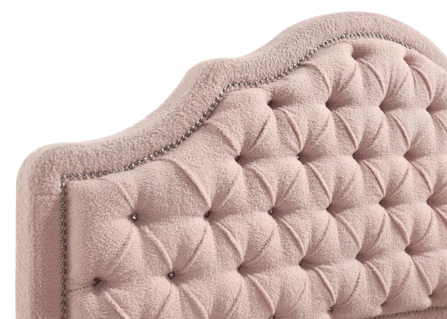 Ashleigh 44-inch Upholstered Storage Platform Bed Pink