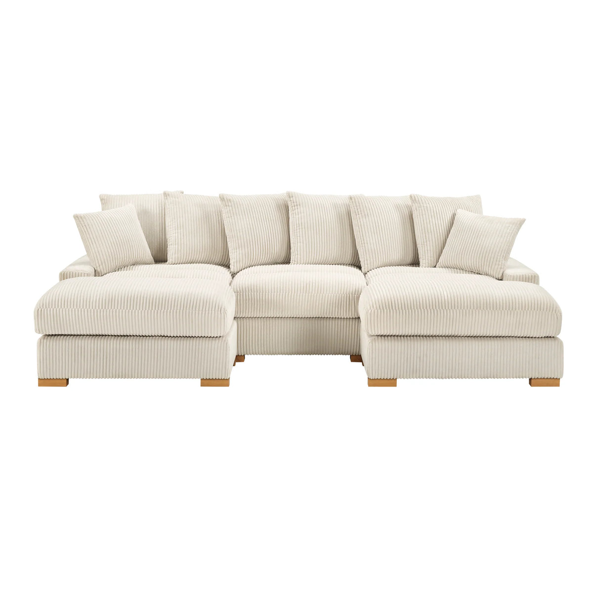 Azura Cream Corduroy Modular Sectional with USB & USB-C Charging