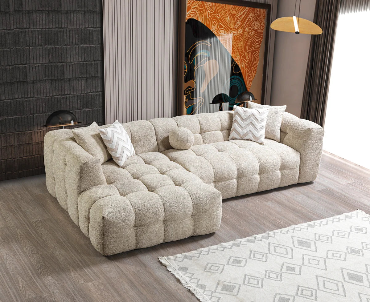 Ivy 110-Inch Tufted Bouclé Sectional | Sand | LAF