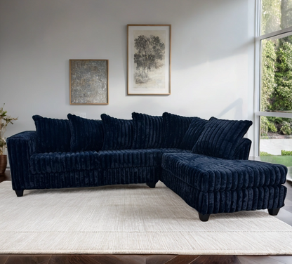 Berlin Corduroy L-Shaped Sectional – Navy