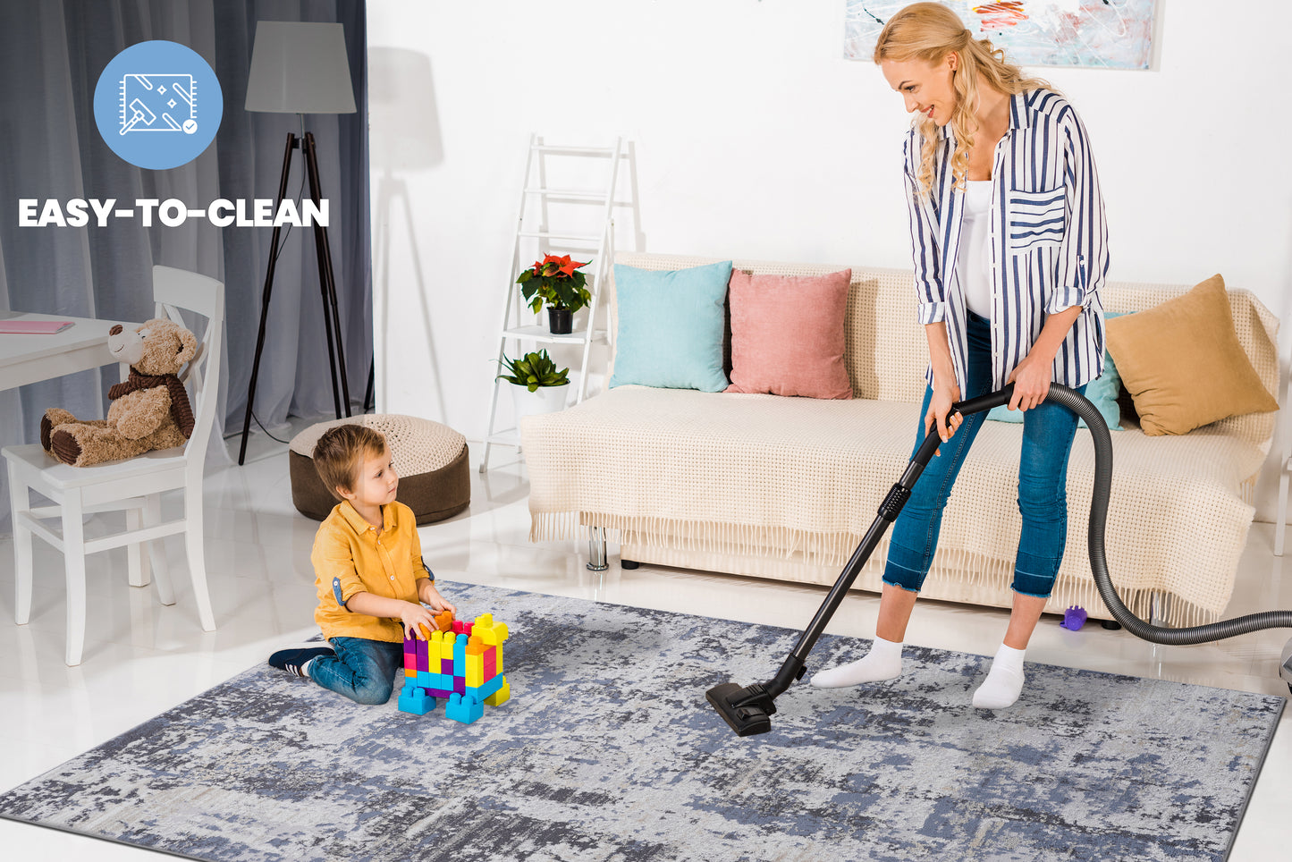 P-22103A-GREY/DENIM- Rug