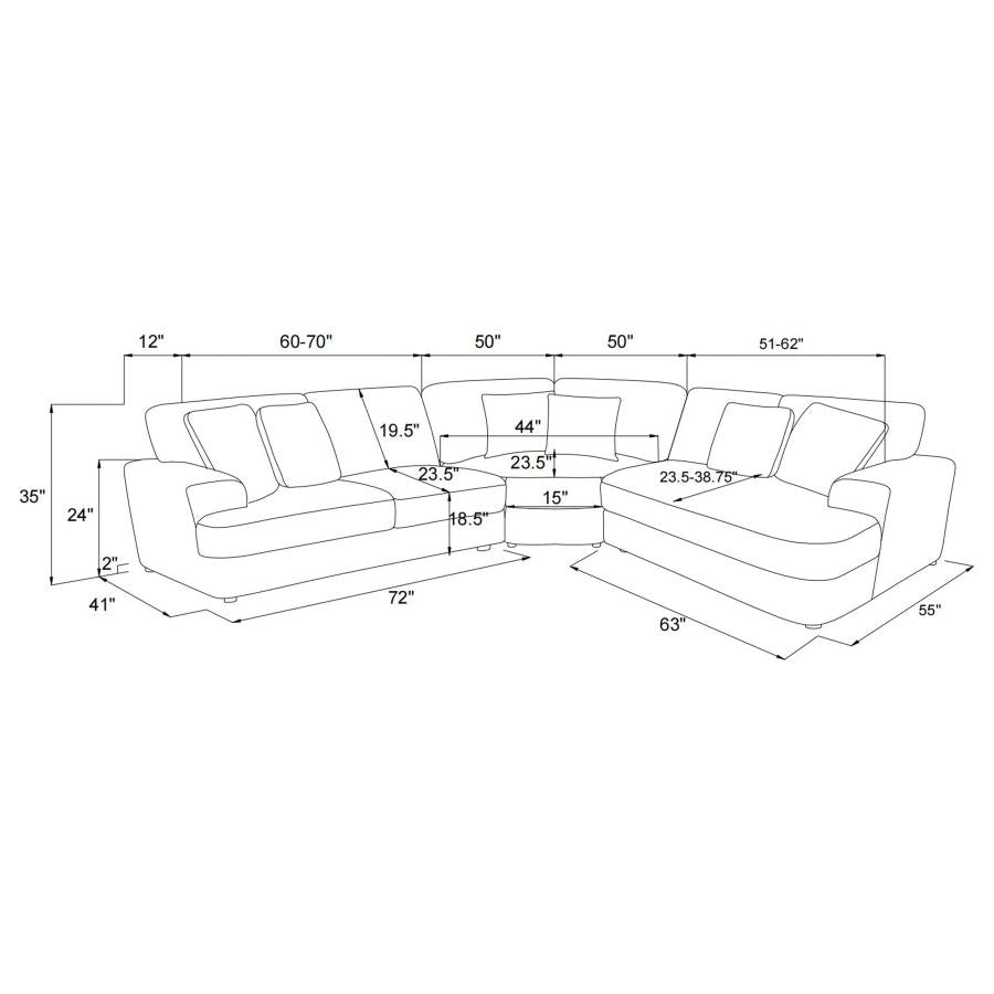 Sofá modular seccional tapizado de 3 piezas Emberson color marfil