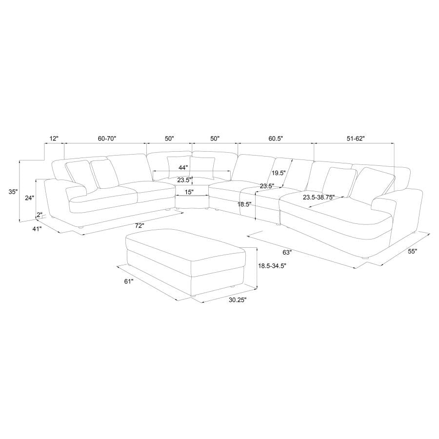 Emberson 5-piece Upholstered Modular Sectional Sofa Ivory