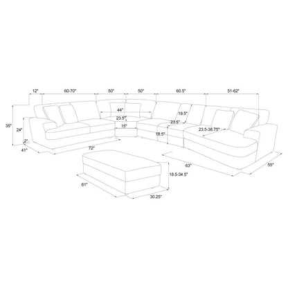 Emberson 5-piece Upholstered Modular Sectional Sofa Ivory