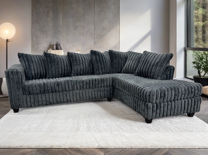 Berlin Corduroy L-Shaped Sectional – Charcoal