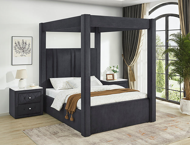 JAYLA CANOPY BED - BLACK