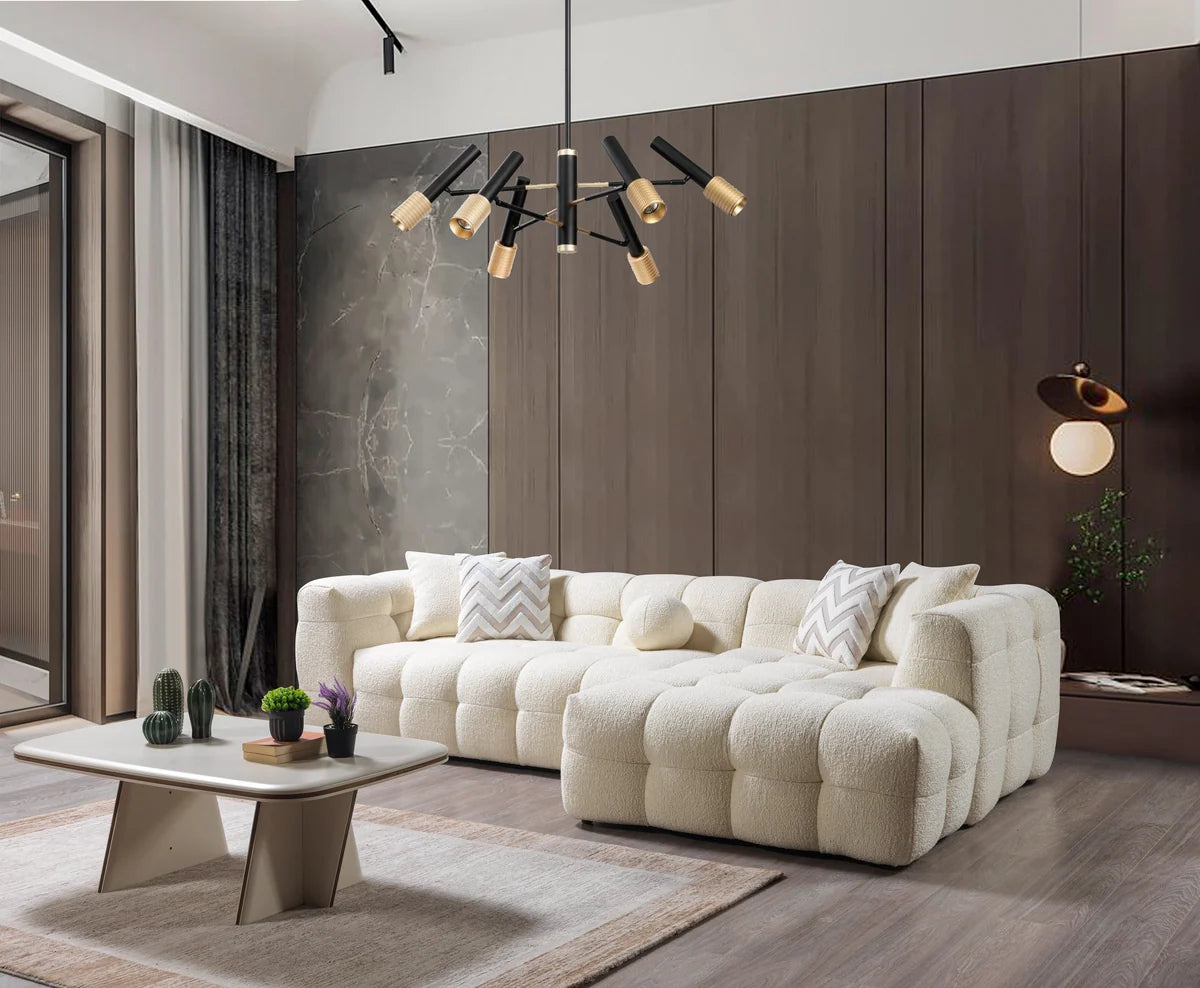 Ivy 110-Inch Tufted Bouclé Sectional | Ivory | RAF
