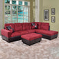 Red Flannel And PVC 3-Piece Couch Living Room Sofa Set