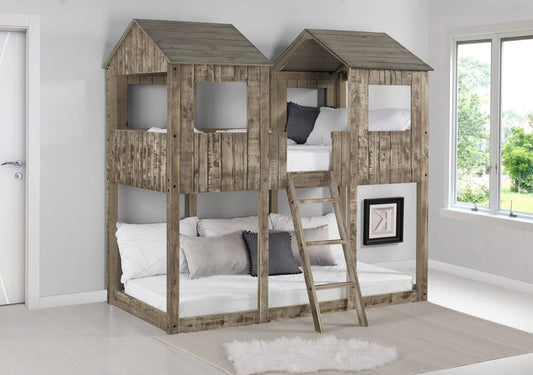 Rustic White Twin-Sized Tower Bunkbed