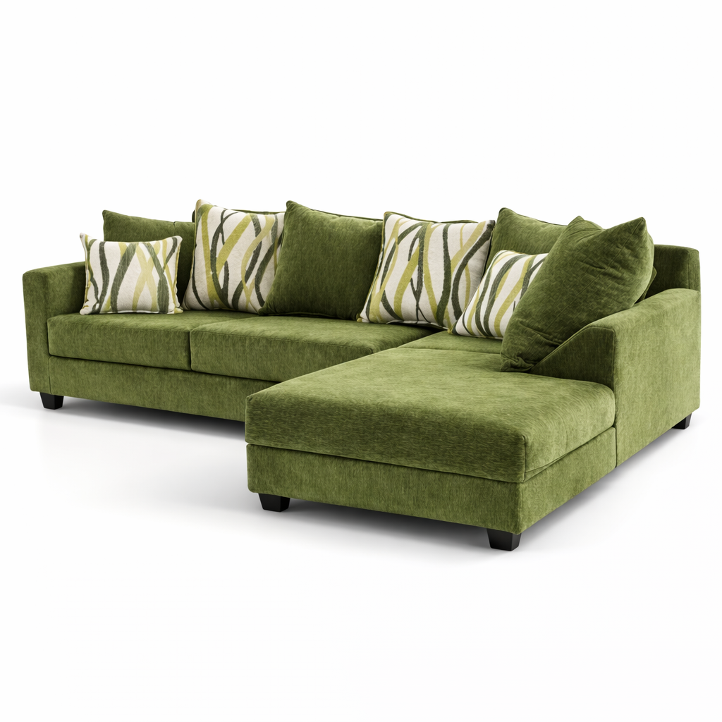 Cactus 2-Piece Sectional Sofa – Moss Green