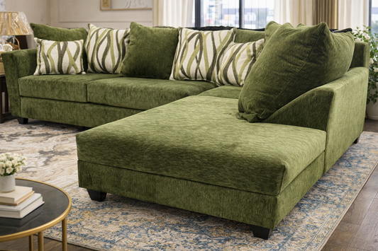Cactus 2-Piece Sectional Sofa – Moss Green