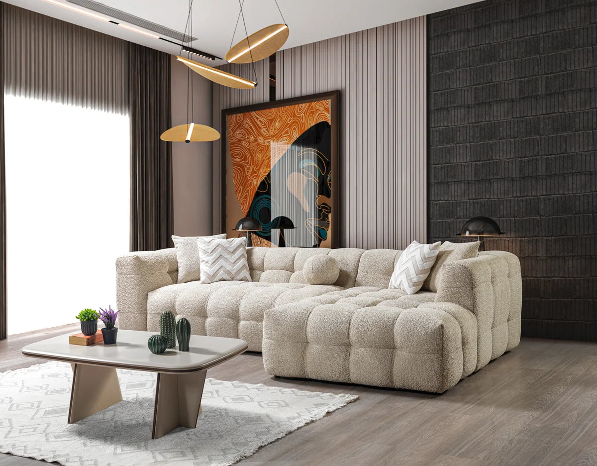 Ivy 110-Inch Tufted Bouclé Sectional | Sand | RAF