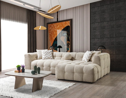 Ivy 110-Inch Tufted Bouclé Sectional | Sand | RAF