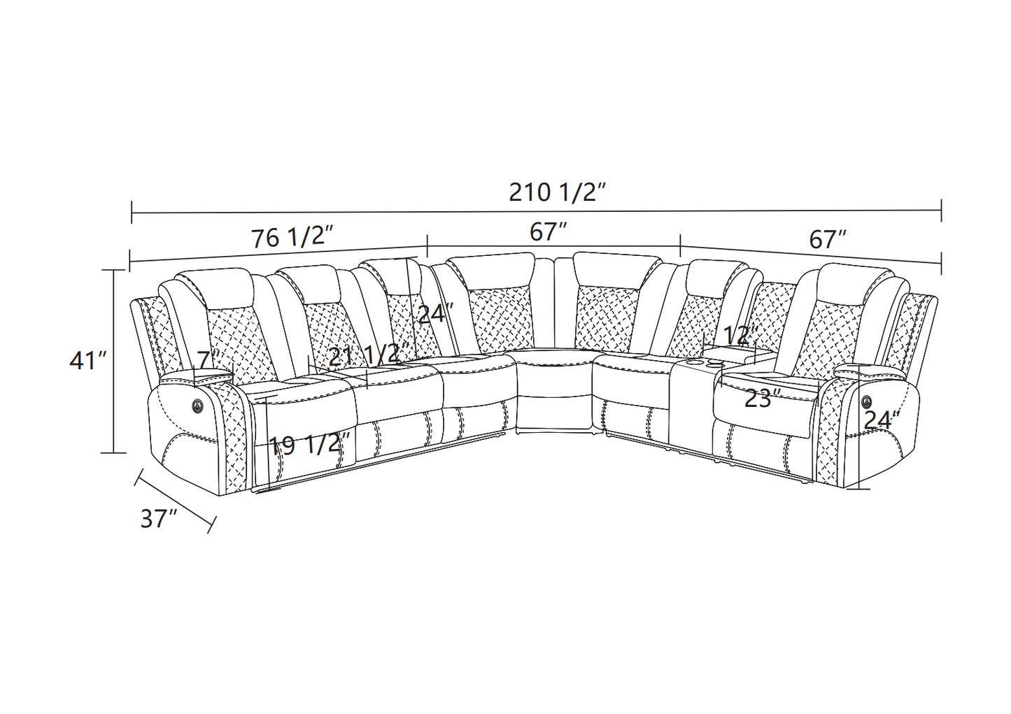 James Pwr Recliner  Sectional