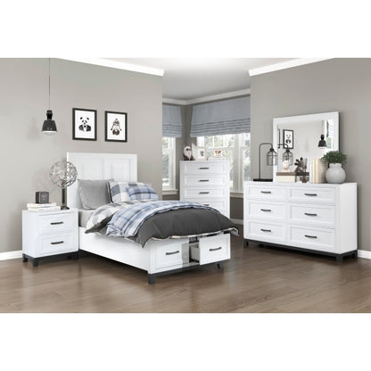 Twin Platform Bed with Footboard Storage