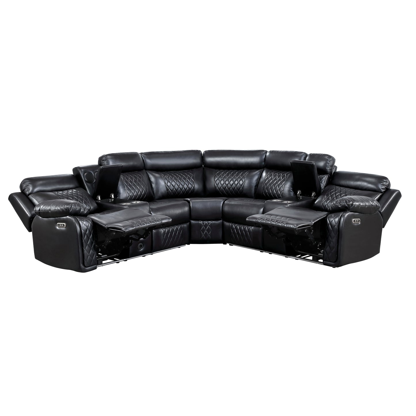 Cipher Collection 3-Piece Power Reclining Sectional in Black | LED, Bluetooth & Charging