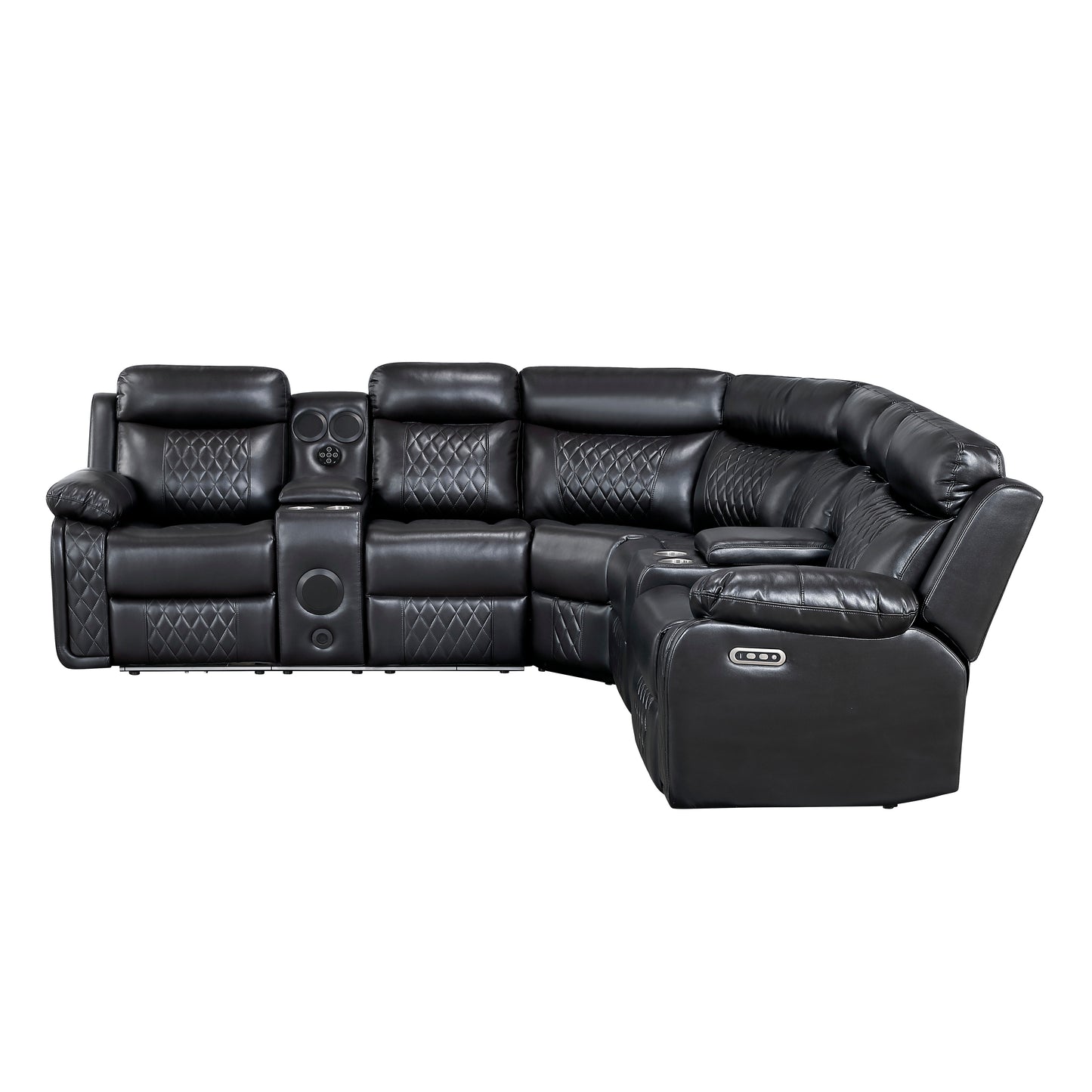 Cipher Collection 3-Piece Power Reclining Sectional in Black | LED, Bluetooth & Charging
