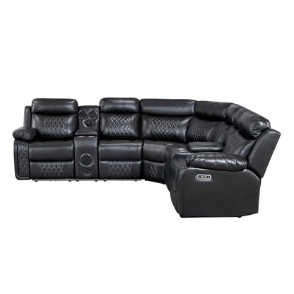 Cipher Collection 3-Piece Power Reclining Sectional in Black | LED, Bluetooth & Charging