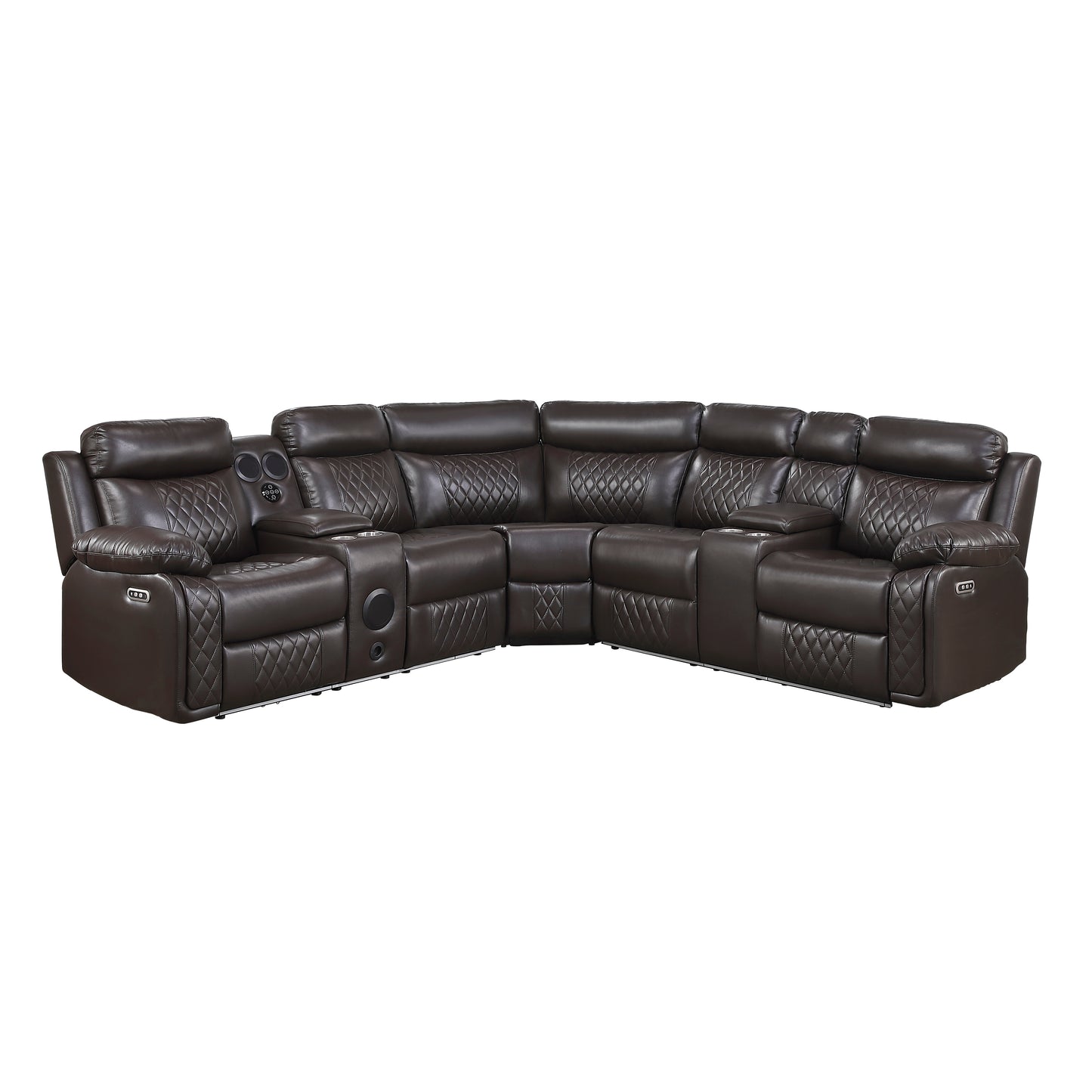Cipher Collection 3-Piece Power Reclining Sectional – Dark Brown | LED, Bluetooth & Charging