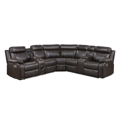 Cipher Collection 3-Piece Power Reclining Sectional – Dark Brown | LED, Bluetooth & Charging