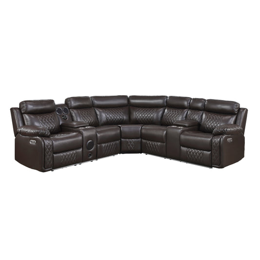 Cipher Collection 3-Piece Power Reclining Sectional – Dark Brown | LED, Bluetooth & Charging