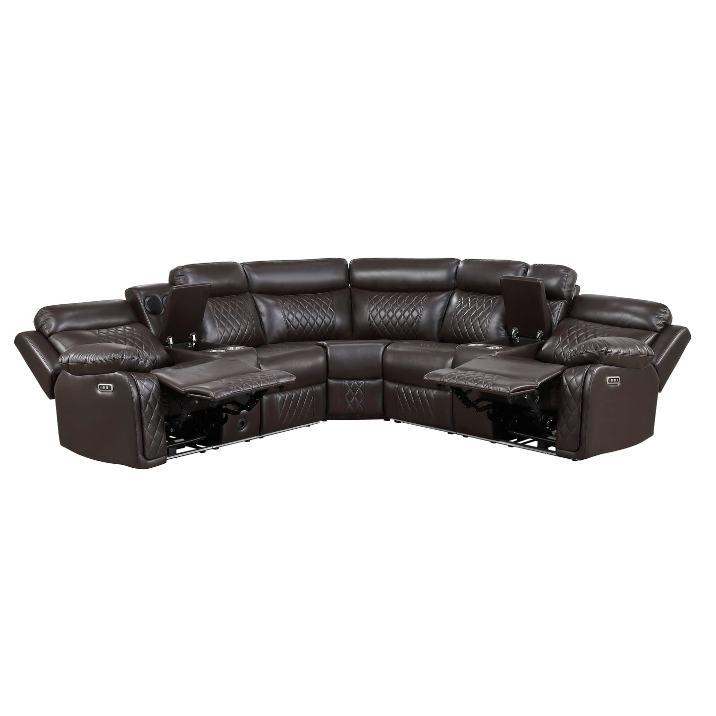 Cipher Collection 3-Piece Power Reclining Sectional – Dark Brown | LED, Bluetooth & Charging