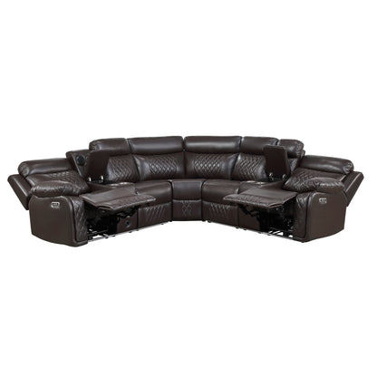 Cipher Collection 3-Piece Power Reclining Sectional – Dark Brown | LED, Bluetooth & Charging