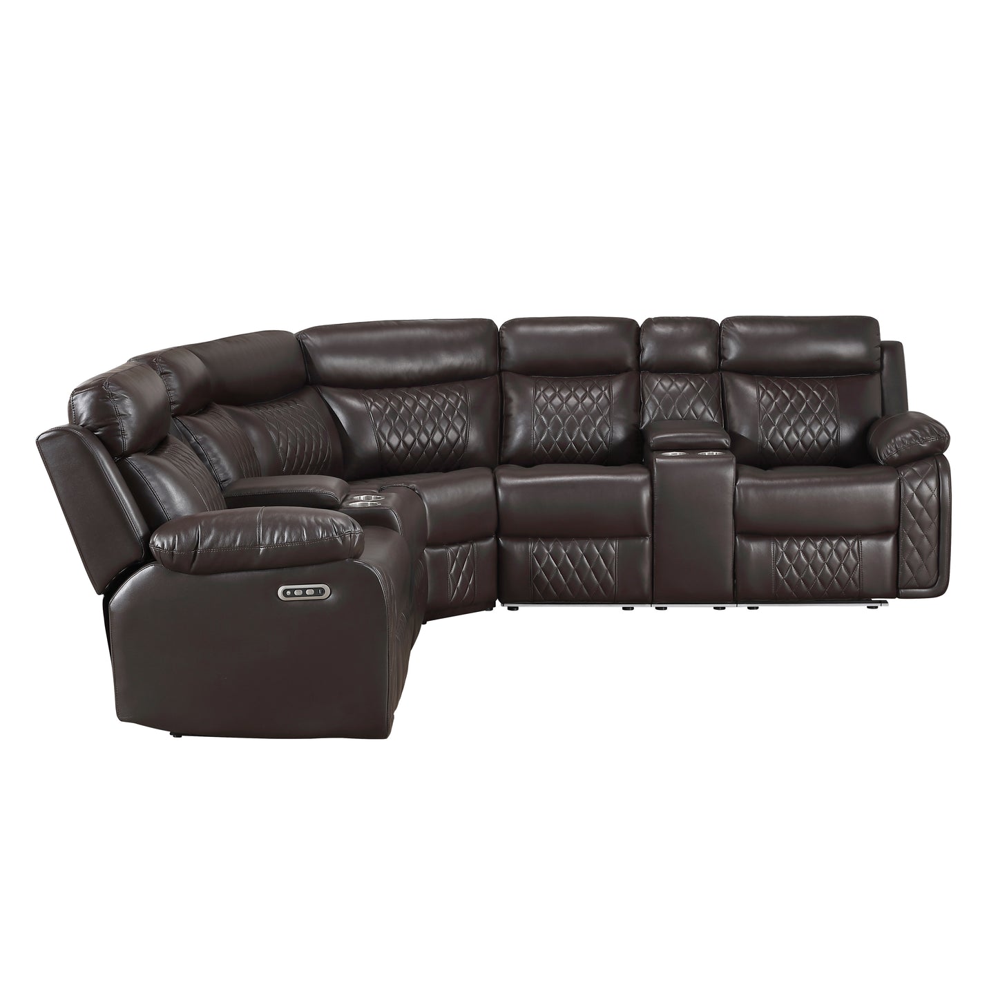Cipher Collection 3-Piece Power Reclining Sectional – Dark Brown | LED, Bluetooth & Charging