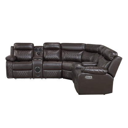 Cipher Collection 3-Piece Power Reclining Sectional – Dark Brown | LED, Bluetooth & Charging